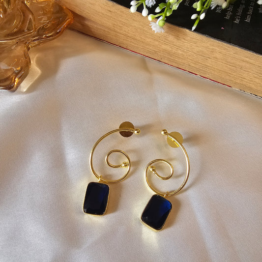 Avisa Brass Royal Blue Gemstone Earrings